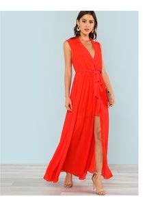 Red tangerine maxi dress